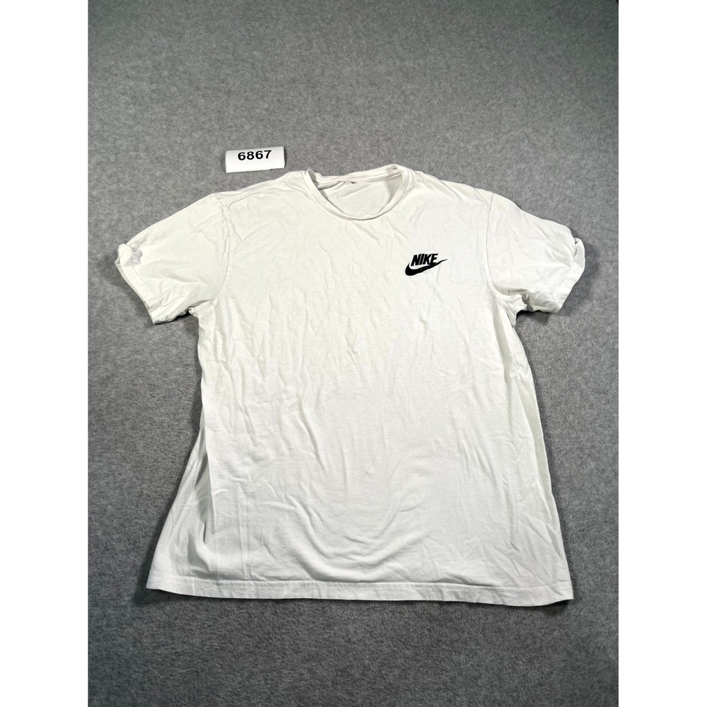 Nike T Shirt Mens Medium White Graphic Logo Crew Neck Short Sleeve Casual